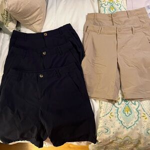 All in Motion Boy’s Drifit Golf  navy and Tan Shorts set of 6